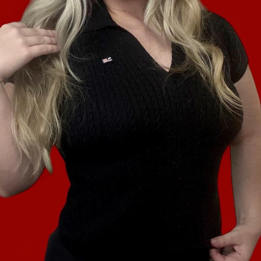 Black Polo Ralph Lauren Shirt with Flag Detail
